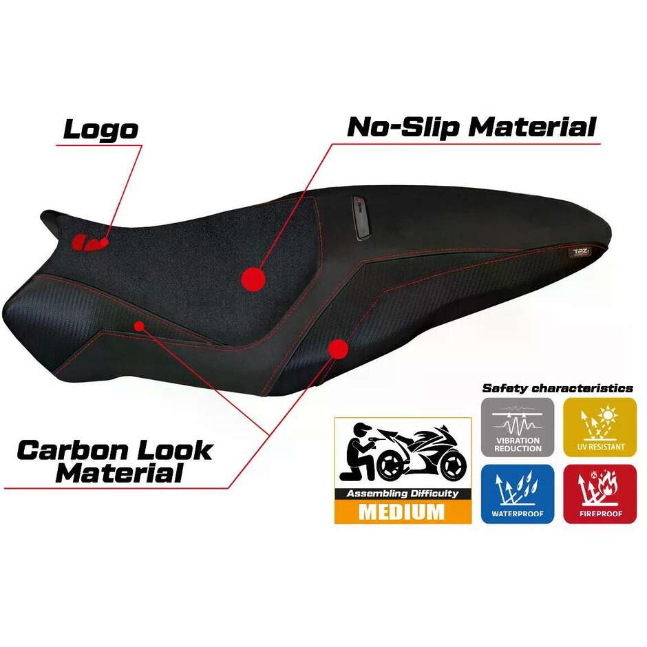 TPZ Italia Seat Cover Specific for Ducati Monster 1200 R 2016 2019 Model Toledo 3 Ultragrip