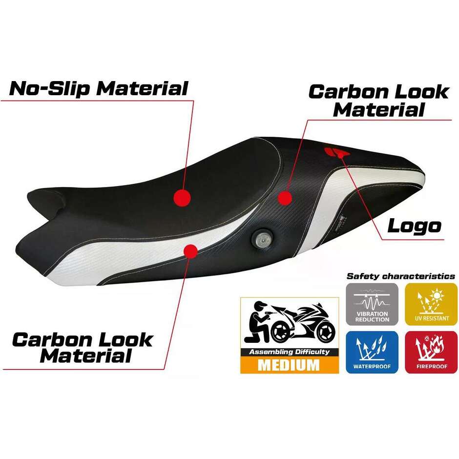 TPZ Italia Seat Cover Specific for Ducati Monster 696 / 796 2008 2014 Model Logos Carbon Colat