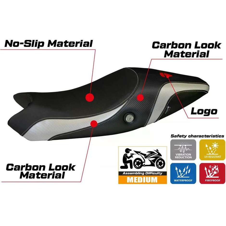 TPZ Italia Seat Cover Specific for Ducati Monster 696 / 796 2008 2014 Model Logos Carbon Colat