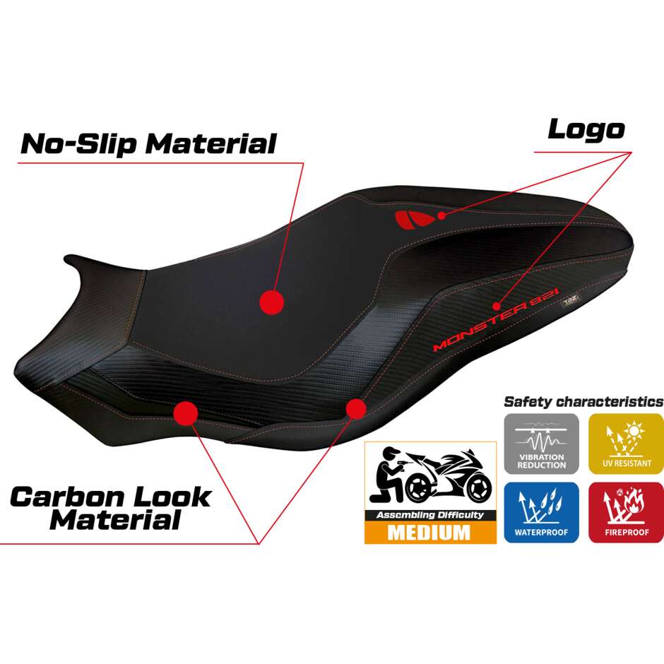 TPZ Italia Seat Cover Specific for Ducati Monster 821 / 1200 2017 2020 Model Leipzig 3
