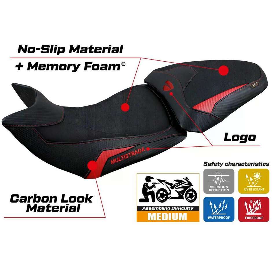TPZ Italia Seat Cover Specific for Ducati Multistrada 1200 / 1260 2015 2020 Model Jazan Comfort System