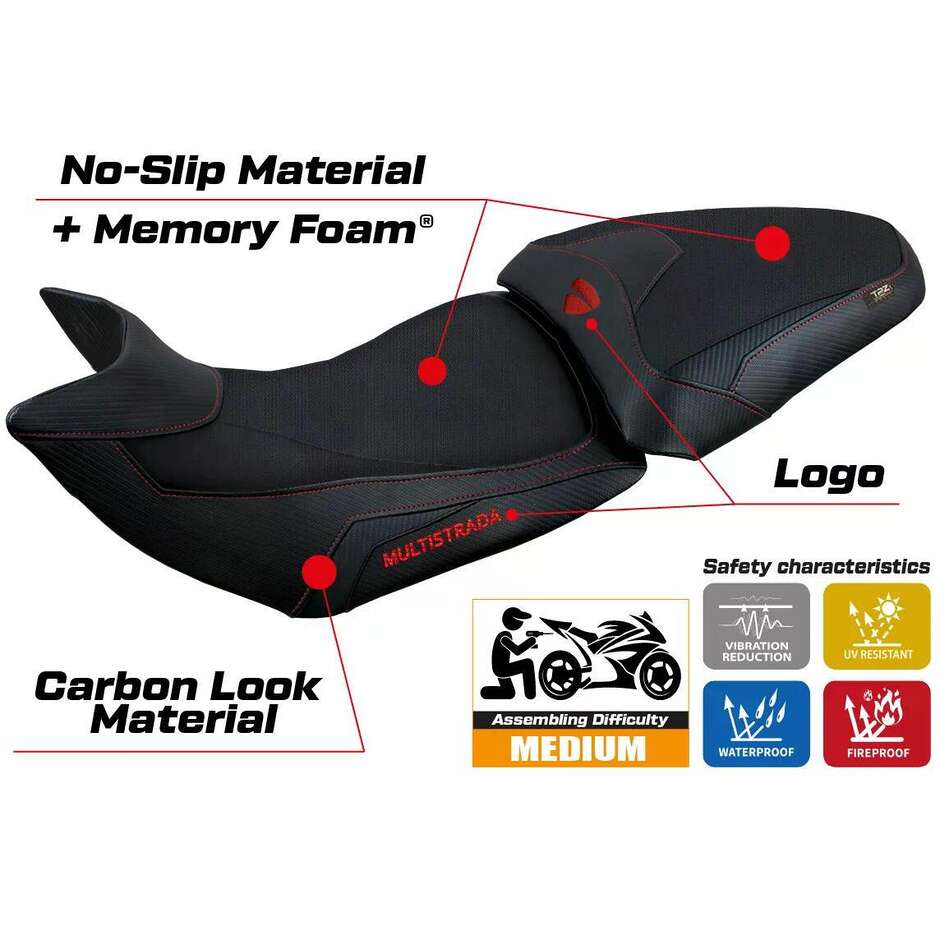 TPZ Italia Seat Cover Specific for Ducati Multistrada 1200 / 1260 2015 2020 Model Jazan Comfort System