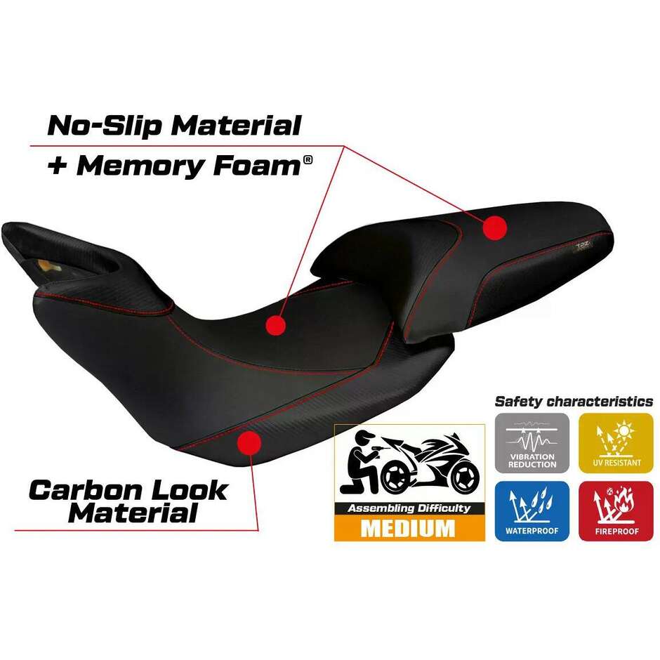 TPZ Italia Seat Cover Specific for Ducati Multistrada 1200 2012 2014 Model Noto Comfort System