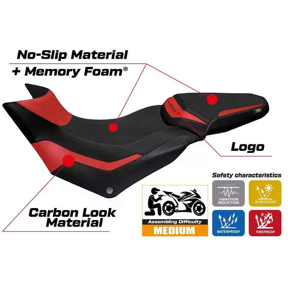TPZ Italia Seat Cover Specific for Ducati Multistrada 950 2017 2021 Model Praga 1 Comfort System