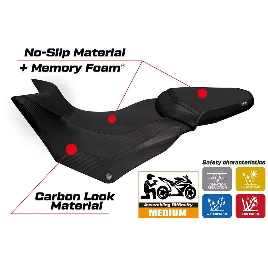 TPZ Italia Seat Cover Specific for Ducati Multistrada 950 2017 2021 Model Praga 1 Comfort System