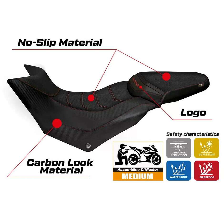 TPZ Italia Seat Cover Specific for Ducati Multistrada 950 2017 2021 Model Slapy Ultragrip