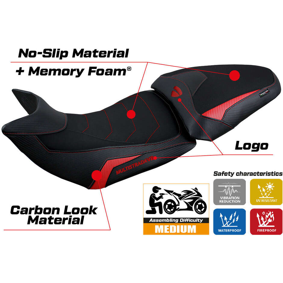 TPZ Italia Seat Cover Specific for Ducati Multistrada V2 2021 2024 Model Haria Comfort System