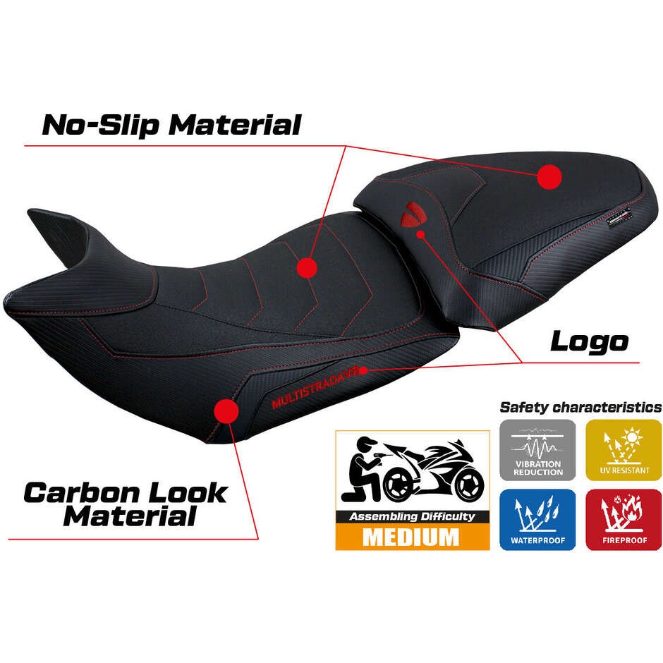 TPZ Italia Seat Cover Specific for Ducati Multistrada V2 2021 2024 Model Haria Ultragrip
