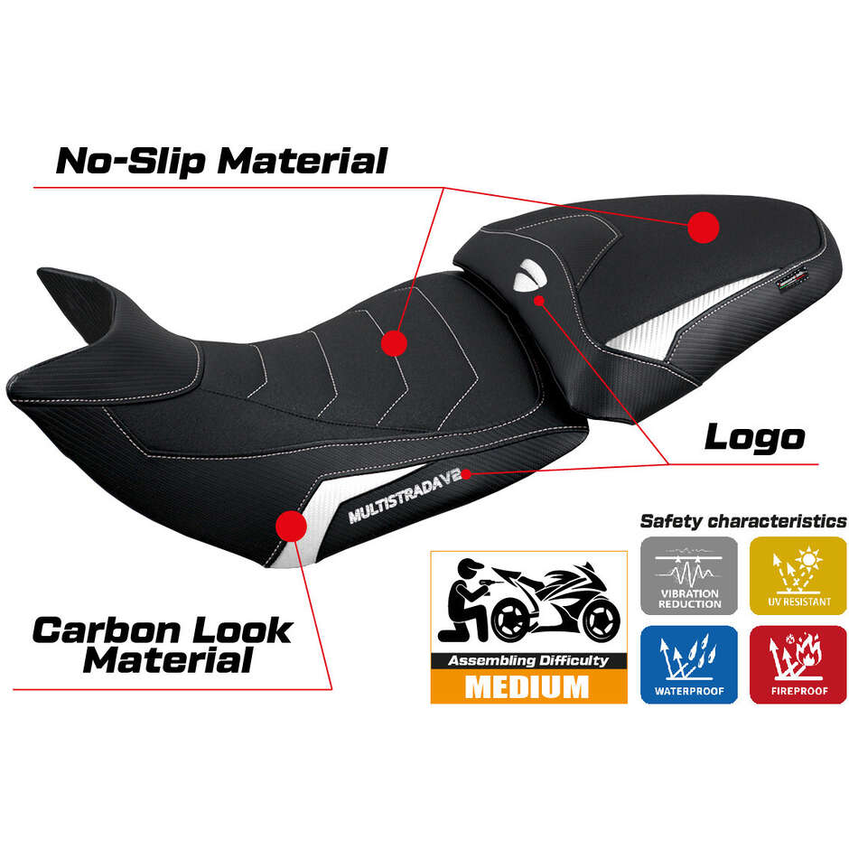 TPZ Italia Seat Cover Specific for Ducati Multistrada V2 2021 2024 Model Haria Ultragrip
