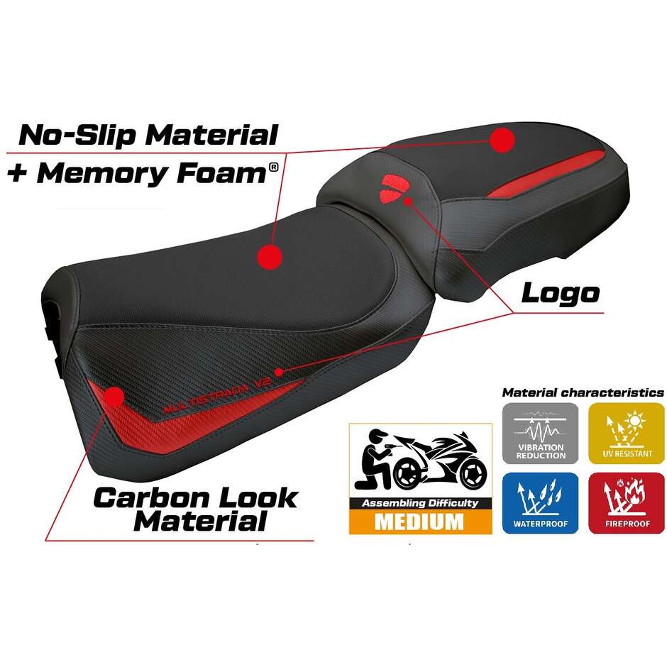 TPZ Italia Seat Cover Specific for Ducati Multistrada V2 2025 Model Aura Heating Comfort System