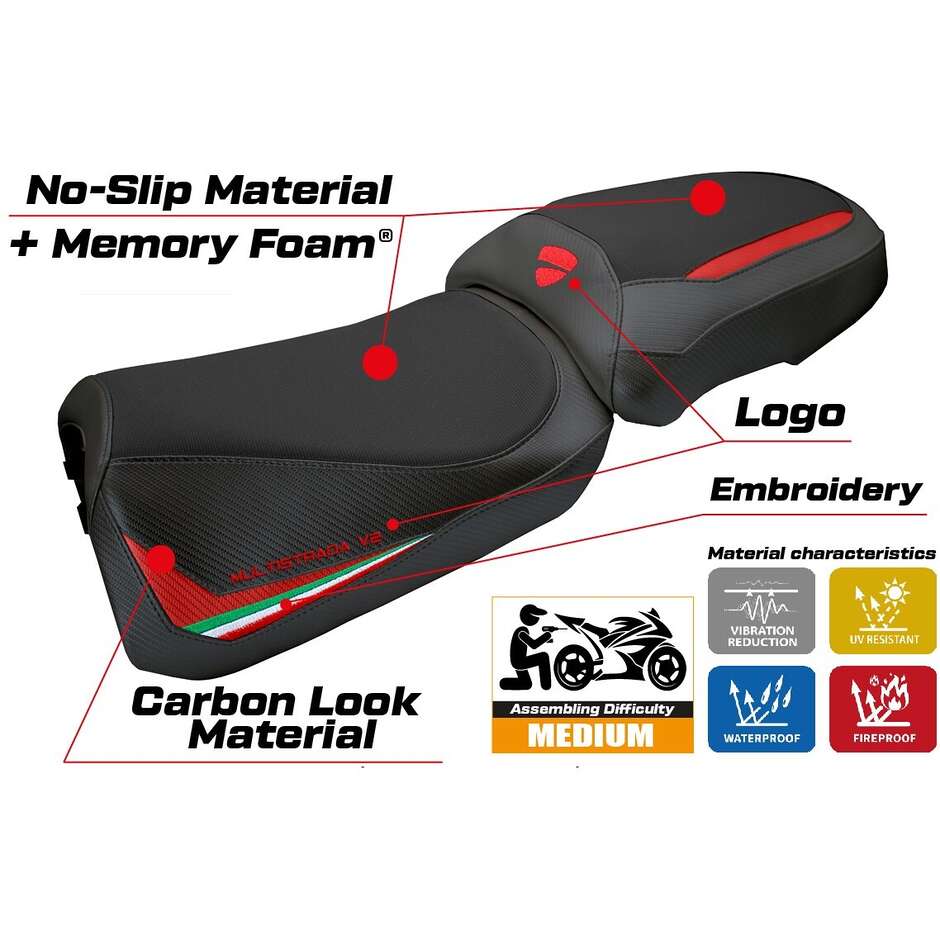 TPZ Italia Seat Cover Specific for Ducati Multistrada V2 2025 Model Aura Heating Comfort System
