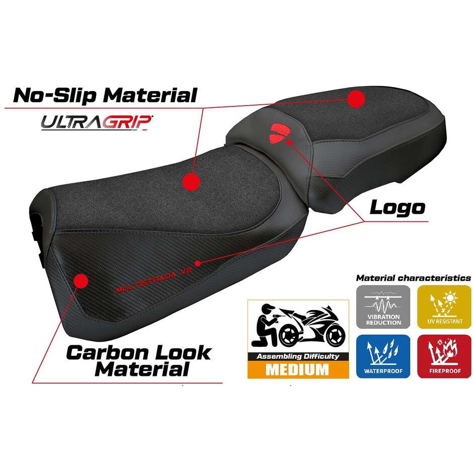 TPZ Italia Seat Cover Specific for Ducati Multistrada V2 2025 Model Aura Ultragrip