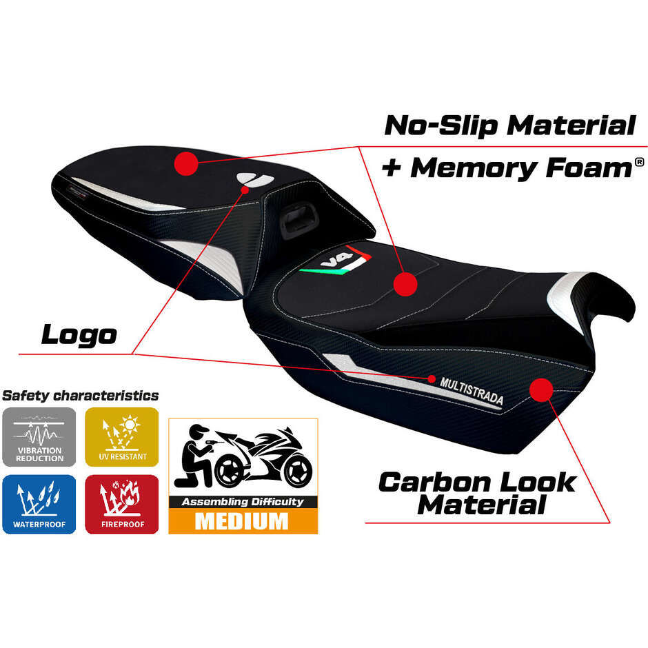TPZ Italia Seat Cover Specific for Ducati Multistrada V4 20212025 Model Rosita Comfort System