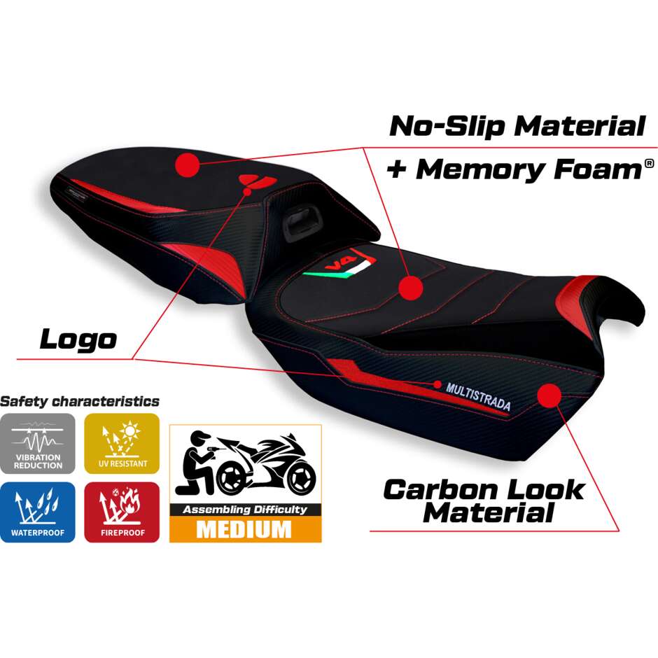 TPZ Italia Seat Cover Specific for Ducati Multistrada V4 20212025 Model Rosita Comfort System