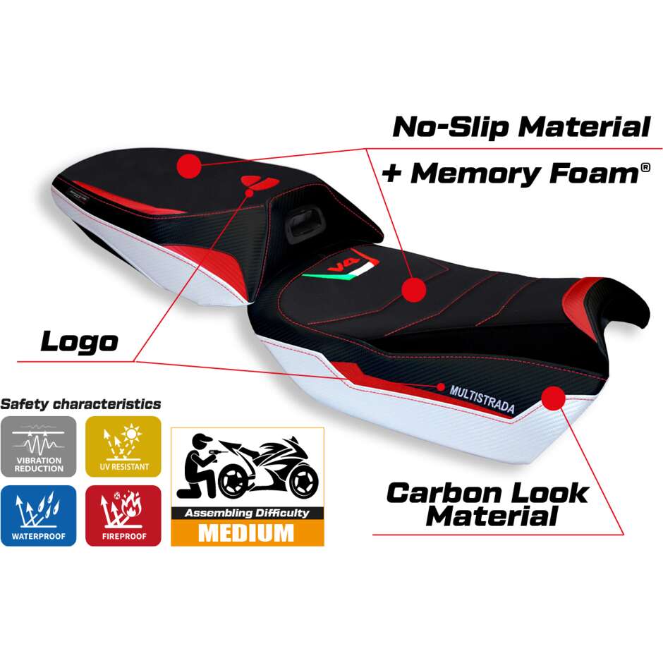 TPZ Italia Seat Cover Specific for Ducati Multistrada V4 20212025 Model Rosita Special Color Comfort System