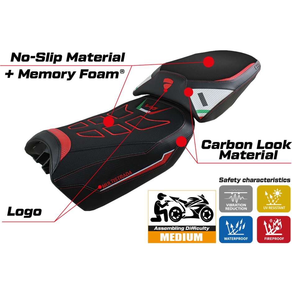TPZ Italia Seat Cover Specific for Ducati Multistrada V4 20222025 Model Safi Comfort System