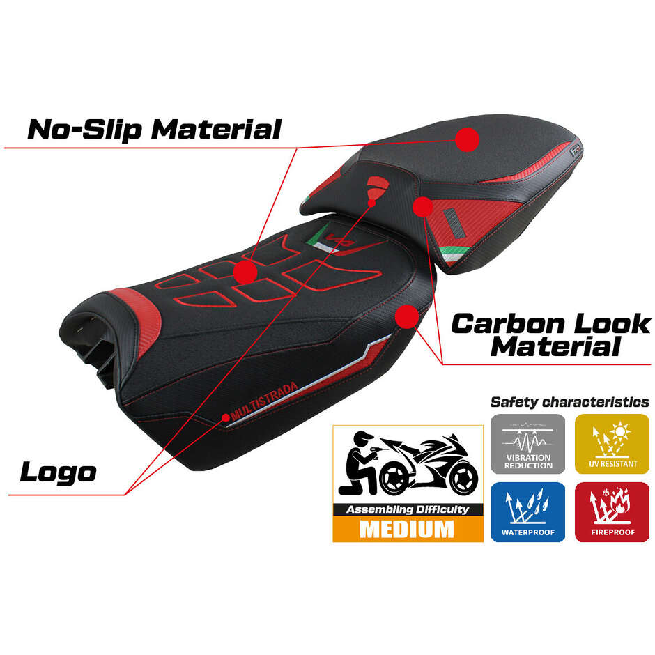 TPZ Italia Seat Cover Specific for Ducati Multistrada V4 20222025 Model Safi Ultragrip