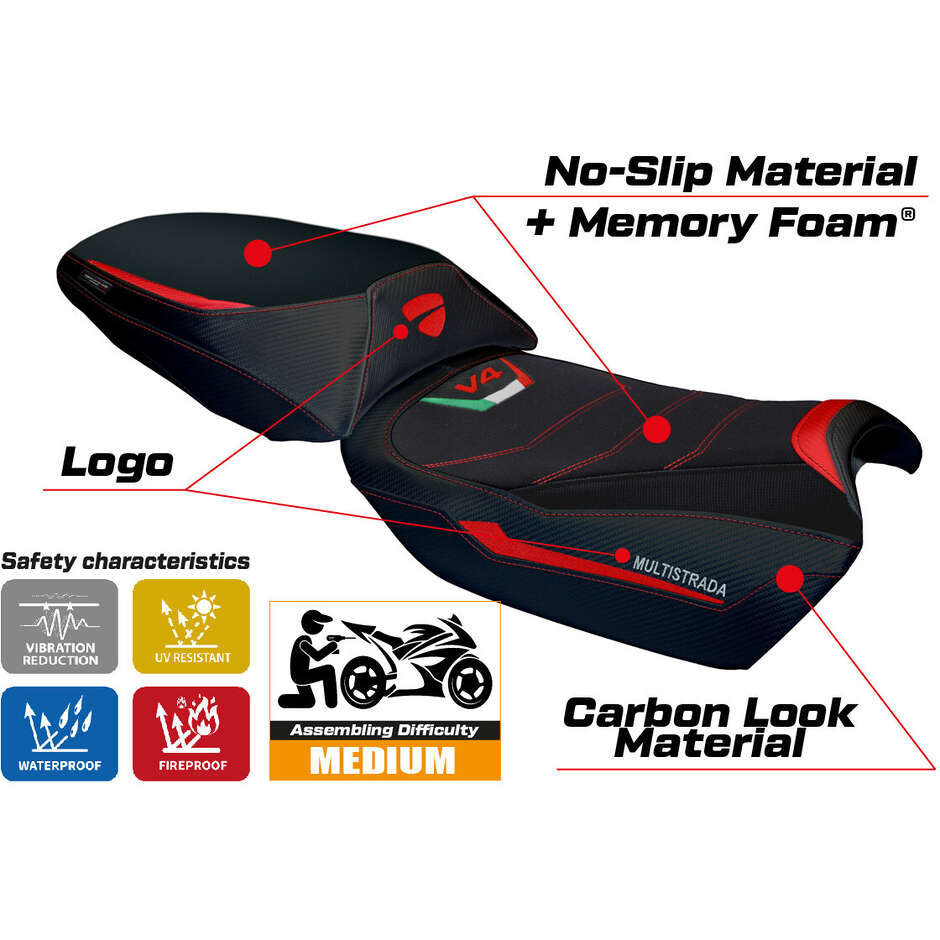 TPZ Italia Seat Cover Specific for Ducati Multistrada V4 Rally 2023-2025 Model Adria Comfort System