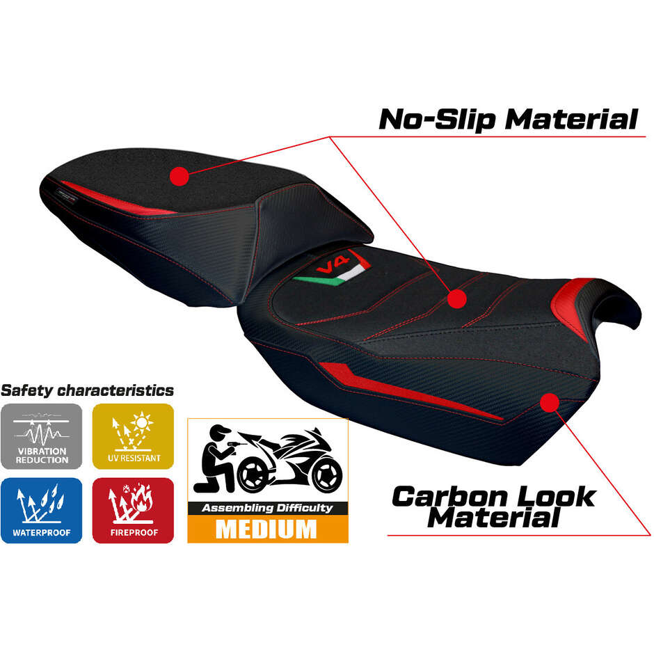 TPZ Italia Seat Cover Specific for Ducati Multistrada V4 Rally 2023-2025 Model Adria Ultragrip