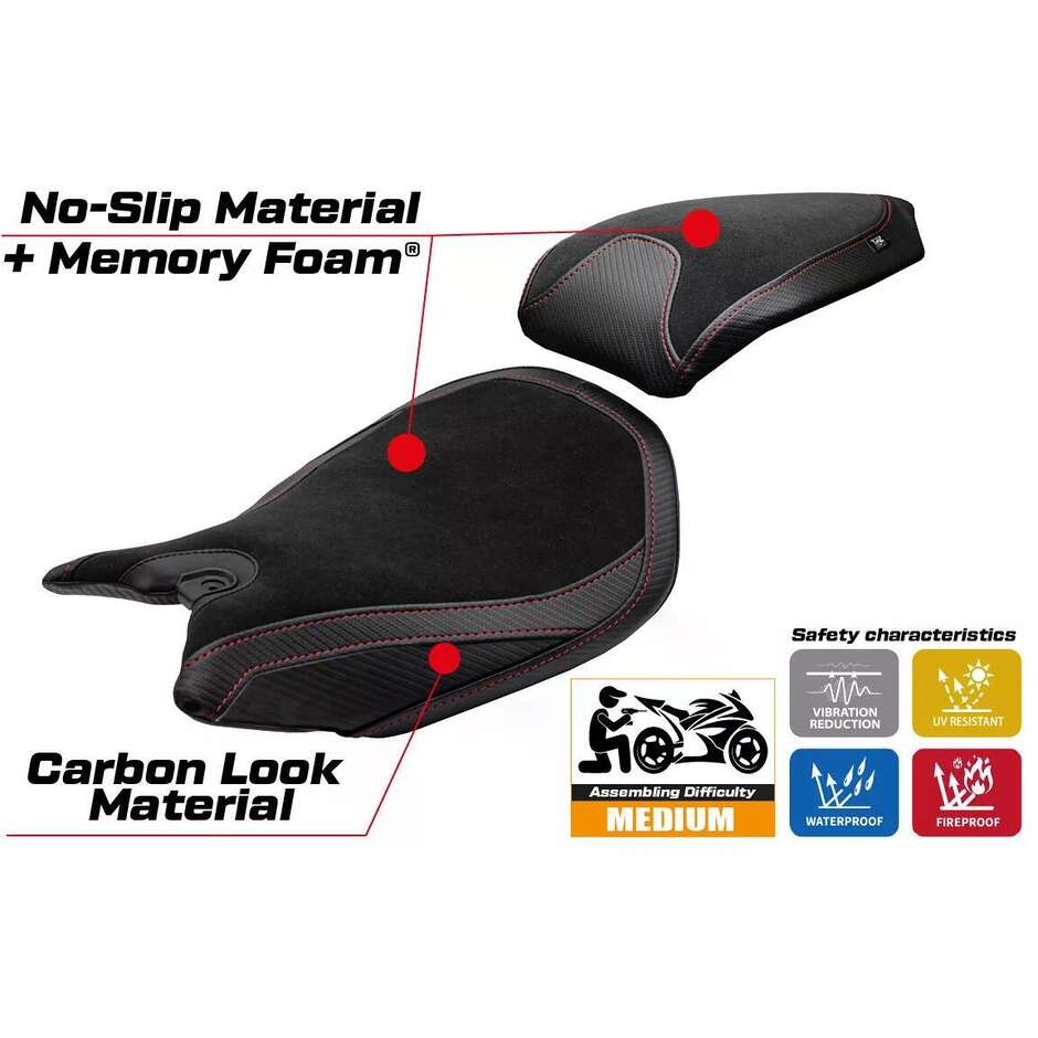 TPZ Italia Seat Cover Specific for Ducati Panigale 1199 2011-2015 Model Pesaro Velvet Comfort System