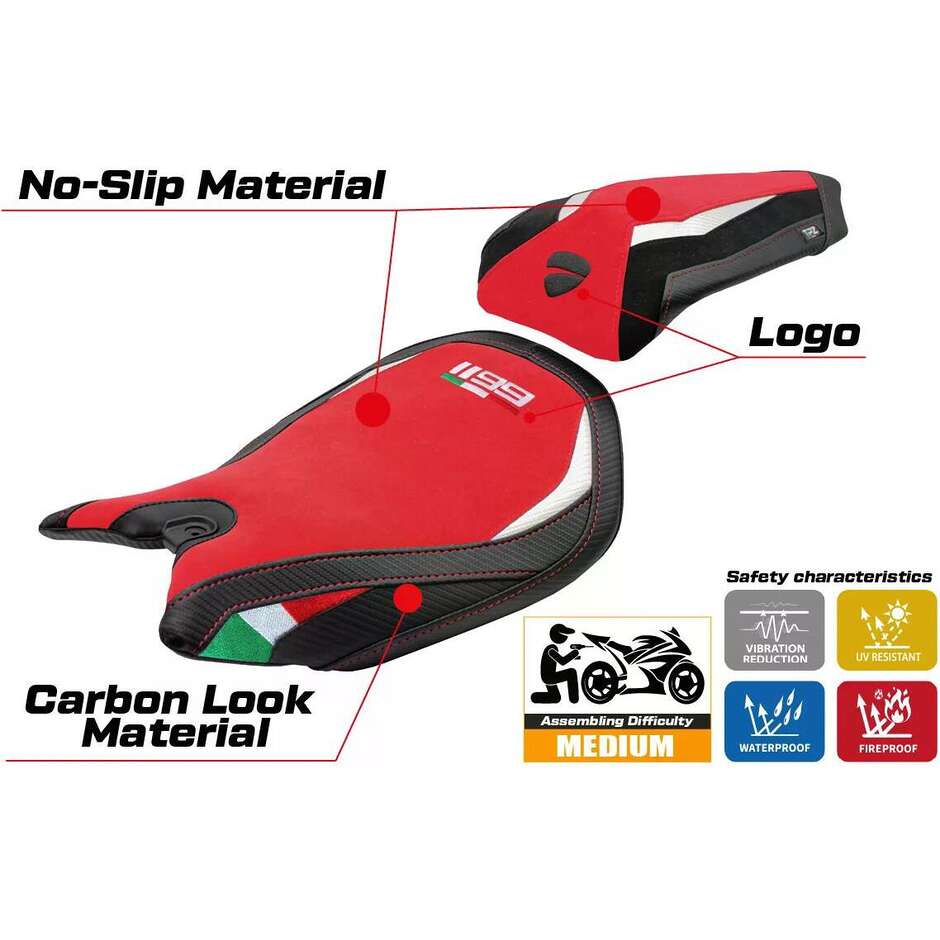 TPZ Italia Seat Cover Specific for Ducati Panigale 1199 2011-2015 Model Pesaro Velvet