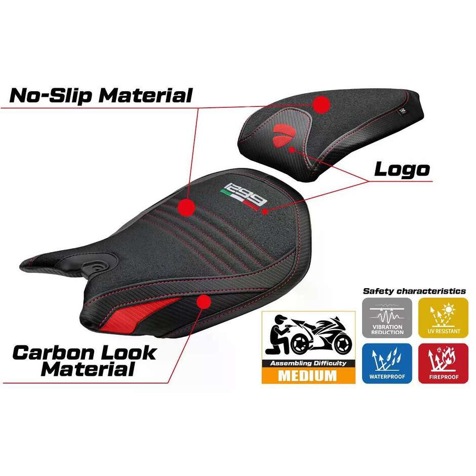 TPZ Italia Seat Cover Specific for Ducati Panigale 1299 2015-2018 Dervio Ultragrip Model