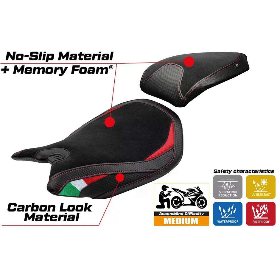 TPZ Italia Seat Cover Specific for Ducati Panigale 1299 2015-2018 Model Dervio Velvet Comfort System