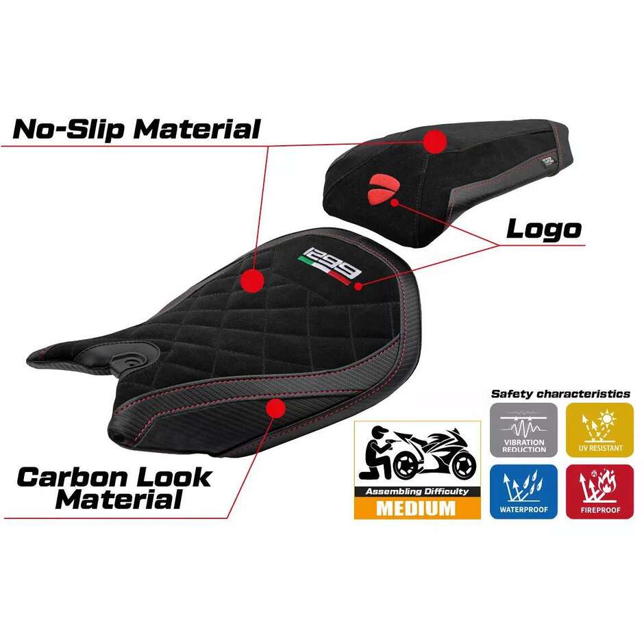 TPZ Italia Seat Cover Specific for Ducati Panigale 1299 2015-2018 Model Dervio Velvet Special Edition