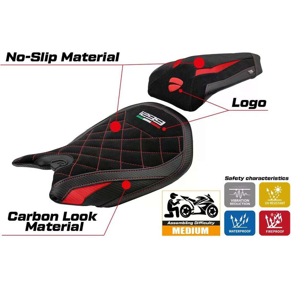 TPZ Italia Seat Cover Specific for Ducati Panigale 1299 2015-2018 Model Dervio Velvet Special Edition