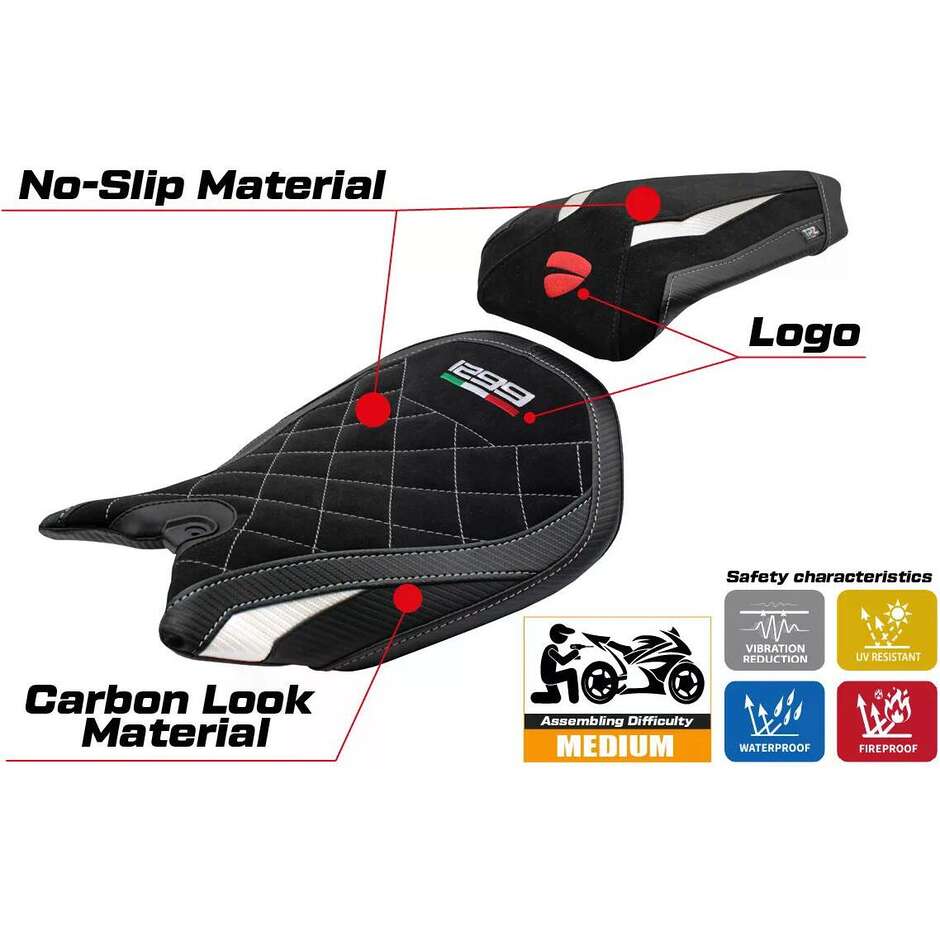 TPZ Italia Seat Cover Specific for Ducati Panigale 1299 2015-2018 Model Dervio Velvet Special Edition