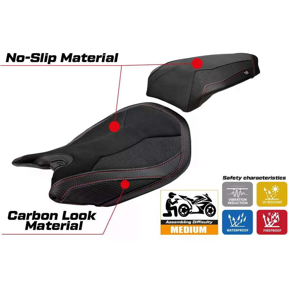 TPZ Italia Seat Cover Specific for Ducati Panigale 1299 2015-2018 Model Dervio Velvet Ultragrip