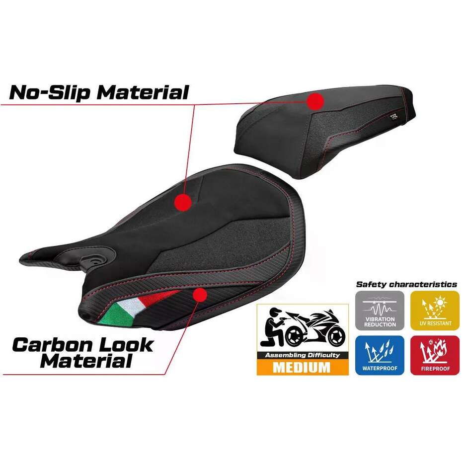 TPZ Italia Seat Cover Specific for Ducati Panigale 1299 2015-2018 Model Dervio Velvet Ultragrip