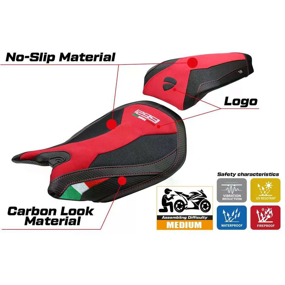 TPZ Italia Seat Cover Specific for Ducati Panigale 1299 2015-2018 Model Dervio Velvet Ultragrip
