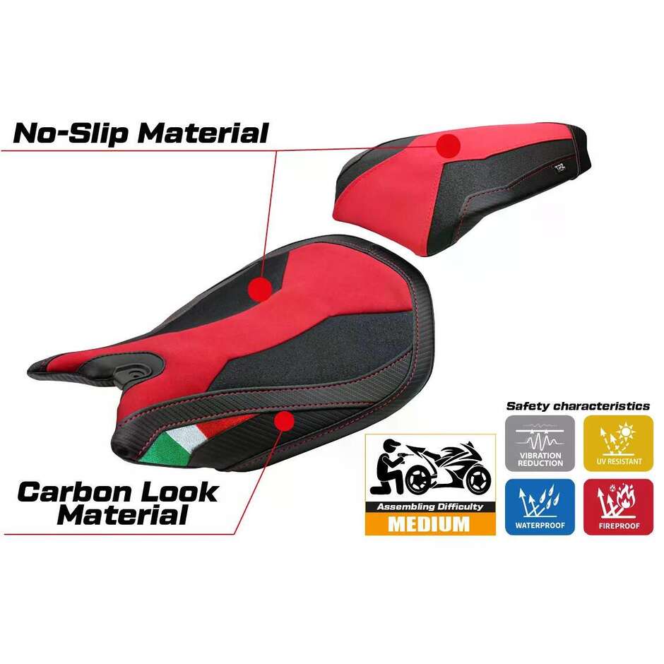 TPZ Italia Seat Cover Specific for Ducati Panigale 1299 2015-2018 Model Dervio Velvet Ultragrip