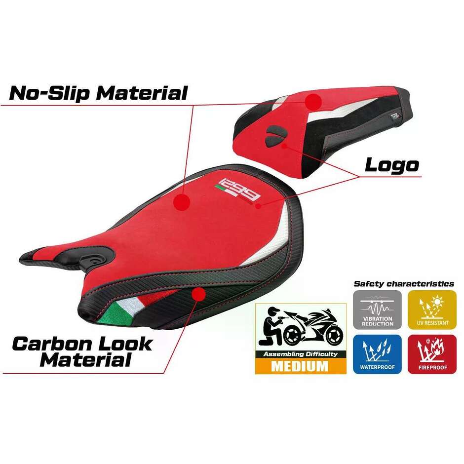 TPZ Italia Seat Cover Specific for Ducati Panigale 1299 2015-2018 Model Dervio Velvet