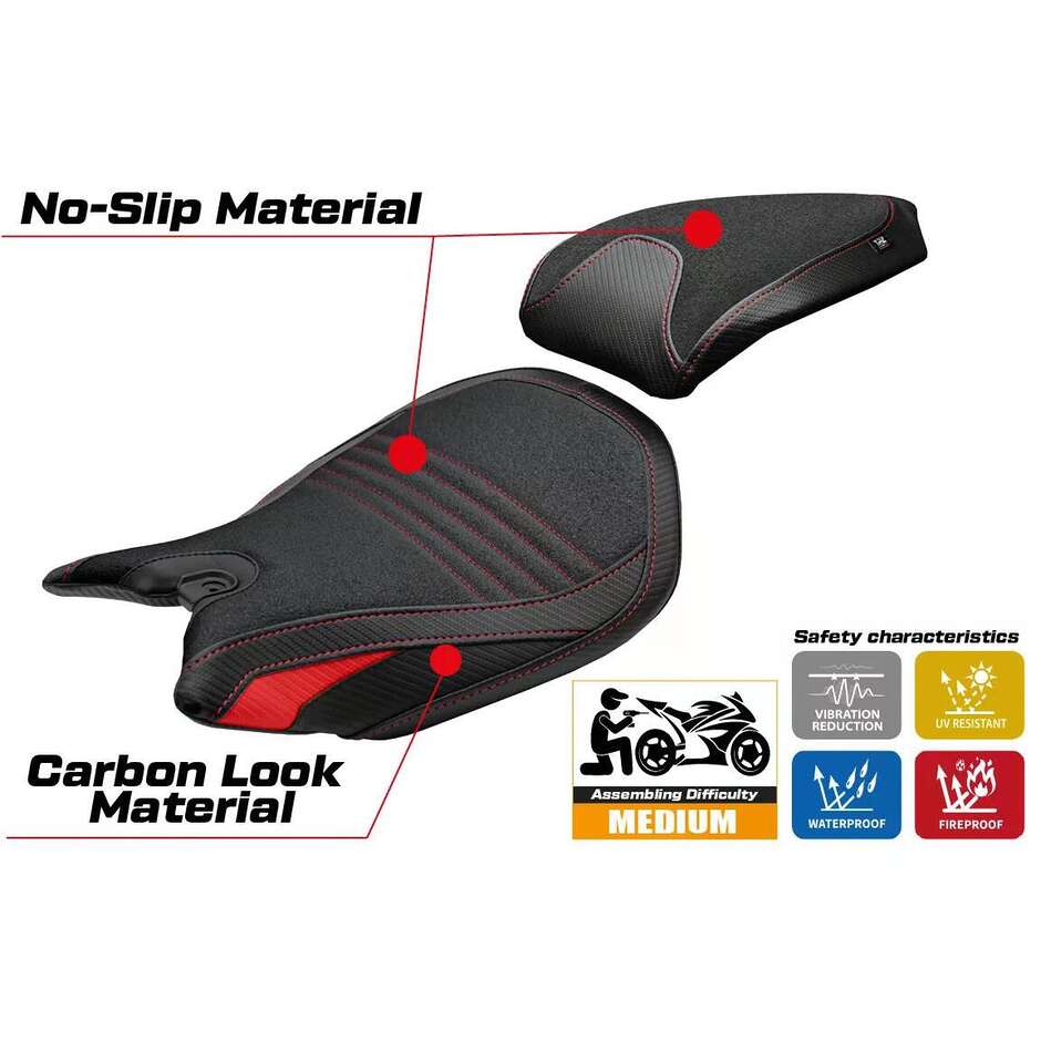TPZ Italia Seat Cover Specific for Ducati Panigale 959 2016-2018 Model Ultragrip Nuts