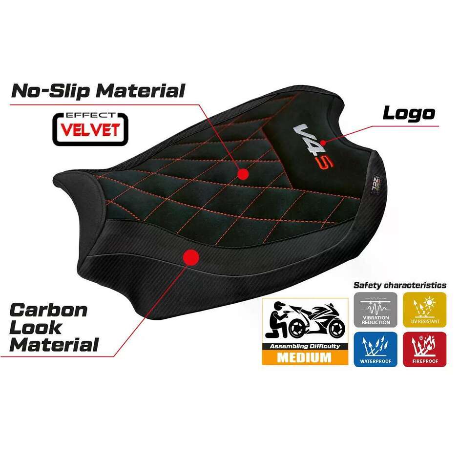 TPZ Italia Seat Cover Specific for Ducati Panigale V4 2018 2024 Model Harbin Velvet