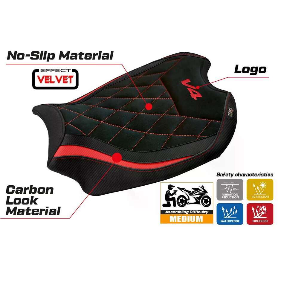 TPZ Italia Seat Cover Specific for Ducati Panigale V4 2018 2024 Model Harbin Velvet