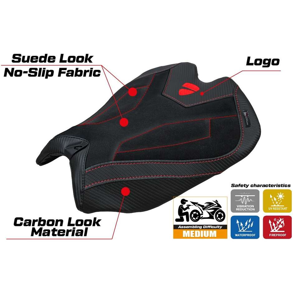 TPZ Italia Seat Cover Specific for Ducati Panigale V4 2025 Model Argenta High Velvet