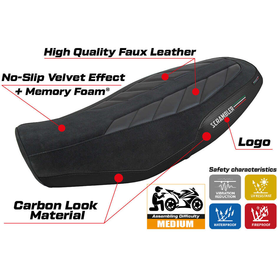 TPZ Italia Seat Cover Specific for Ducati Scrambler 800 20232025 Model Rimini Comfort System