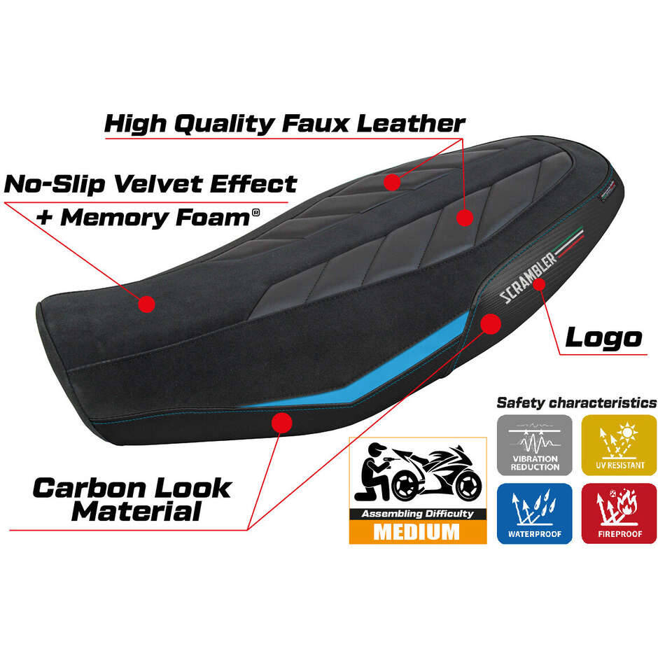 TPZ Italia Seat Cover Specific for Ducati Scrambler 800 20232025 Model Rimini Comfort System