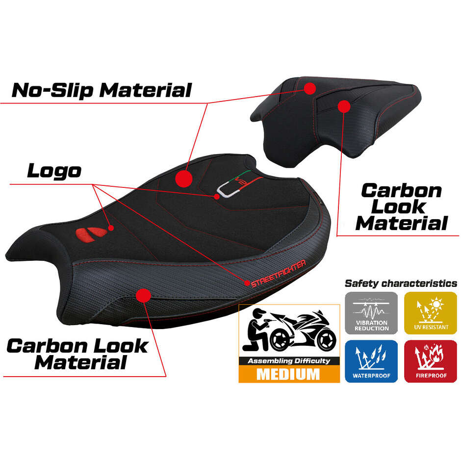TPZ Italia Seat Cover Specific for Ducati Streetfighter V2 2022 2024 Model Mina Ultragrip