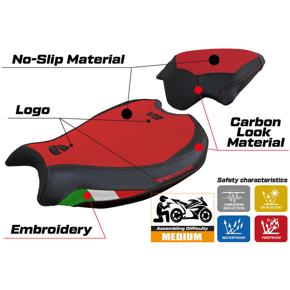 TPZ Italia Seat Cover Specific for Ducati Streetfighter V2 2022 2024 Model Mina Velvet