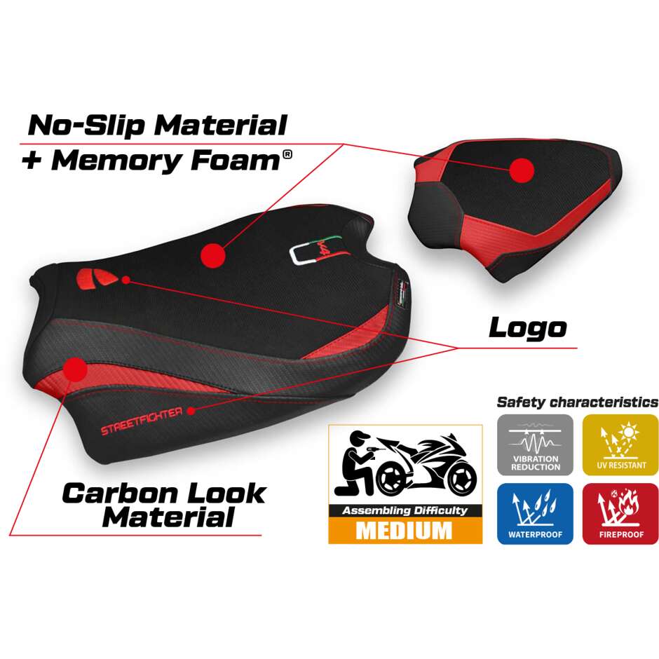 TPZ Italia Seat Cover Specific for Ducati Streetfighter V4 2020 2024 Model Albena Comfort System
