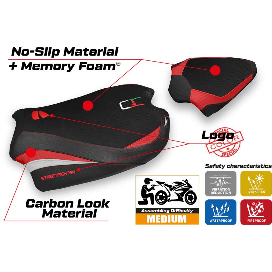 TPZ Italia Seat Cover Specific for Ducati Streetfighter V4 2020 2024 Model Albena Comfort System