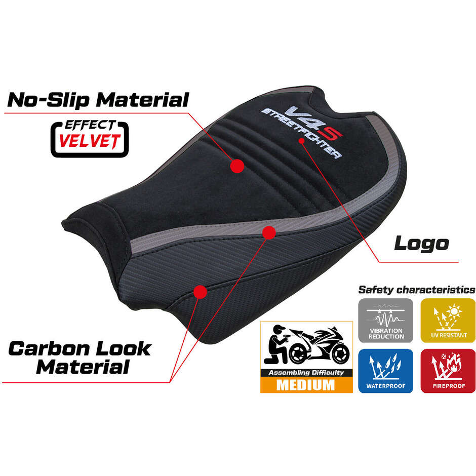 TPZ Italia Seat Cover Specific for Ducati Streetfighter V4 2020 2024 Model Areion Velvet Special Edition