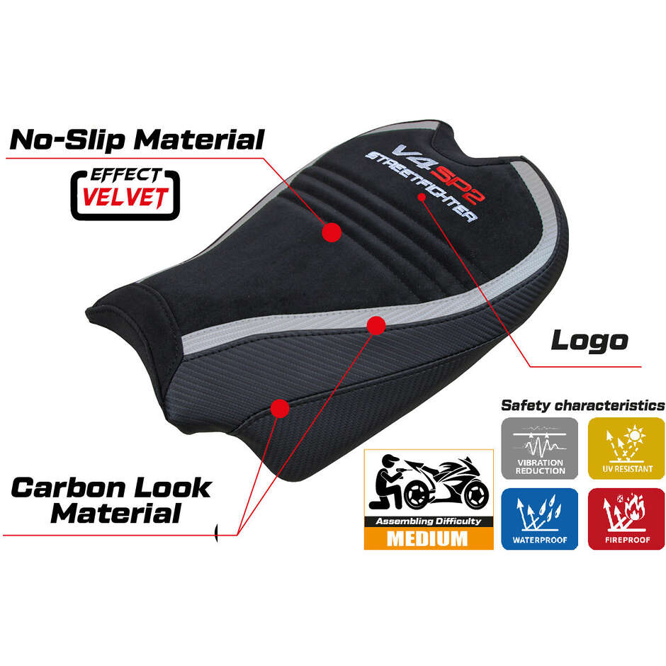 TPZ Italia Seat Cover Specific for Ducati Streetfighter V4 2020 2024 Model Areion Velvet Special Edition