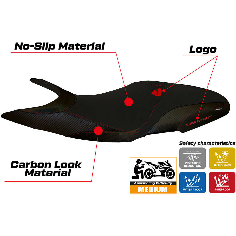 TPZ Italia Seat Cover Specific for Ducati Super Sport 2017 2024 Model Massa 2