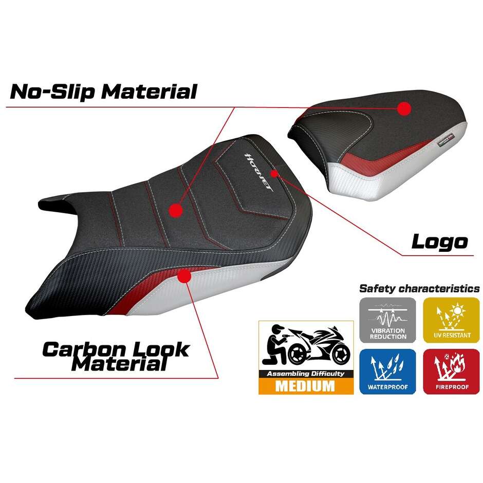 TPZ Italia Seat Cover Specific for Honda CB 750 Hornet 2023-2025 Model Toyama Special Color Ultragrip