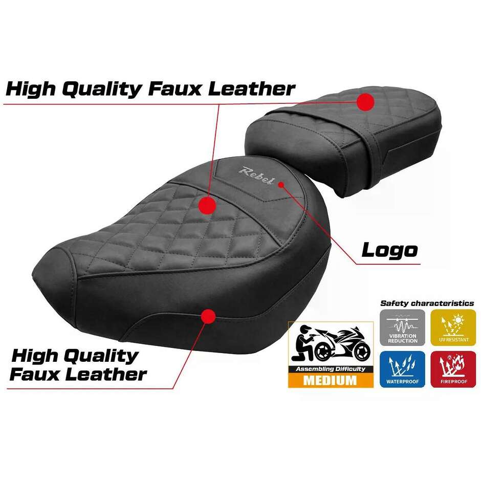 TPZ Italia Seat Cover Specific for Honda CMX 1100 Rebel 2022-2025 Iksan Model